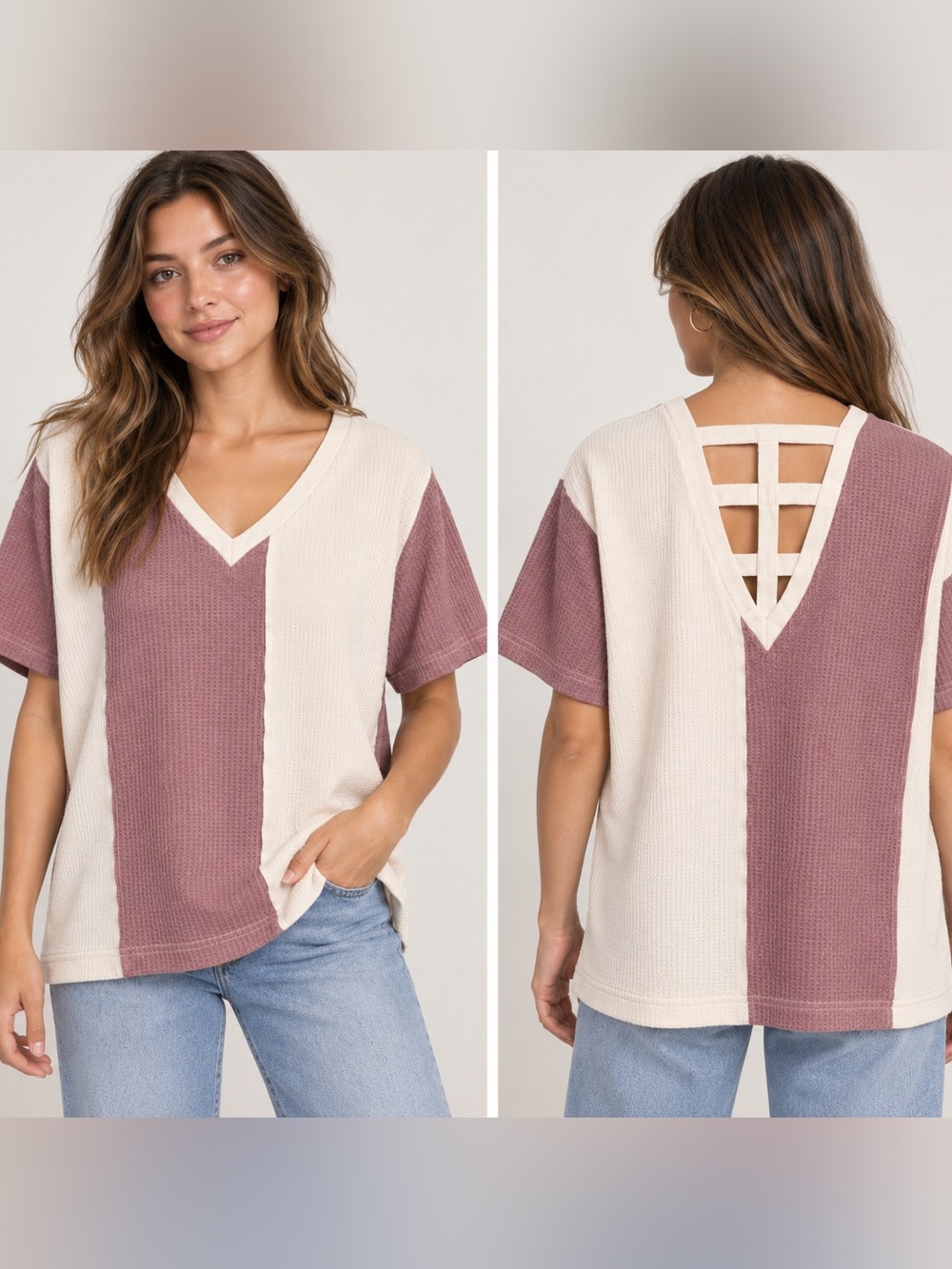 POL waffle knit top.